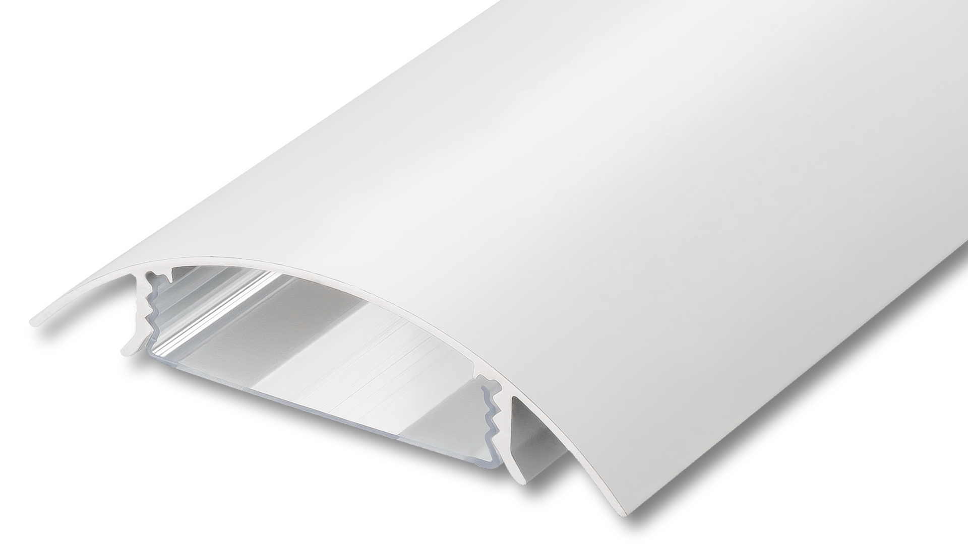 Der TV80 Kabelkanal aus Aluminium in Weiss matt RAL9003 lackiert