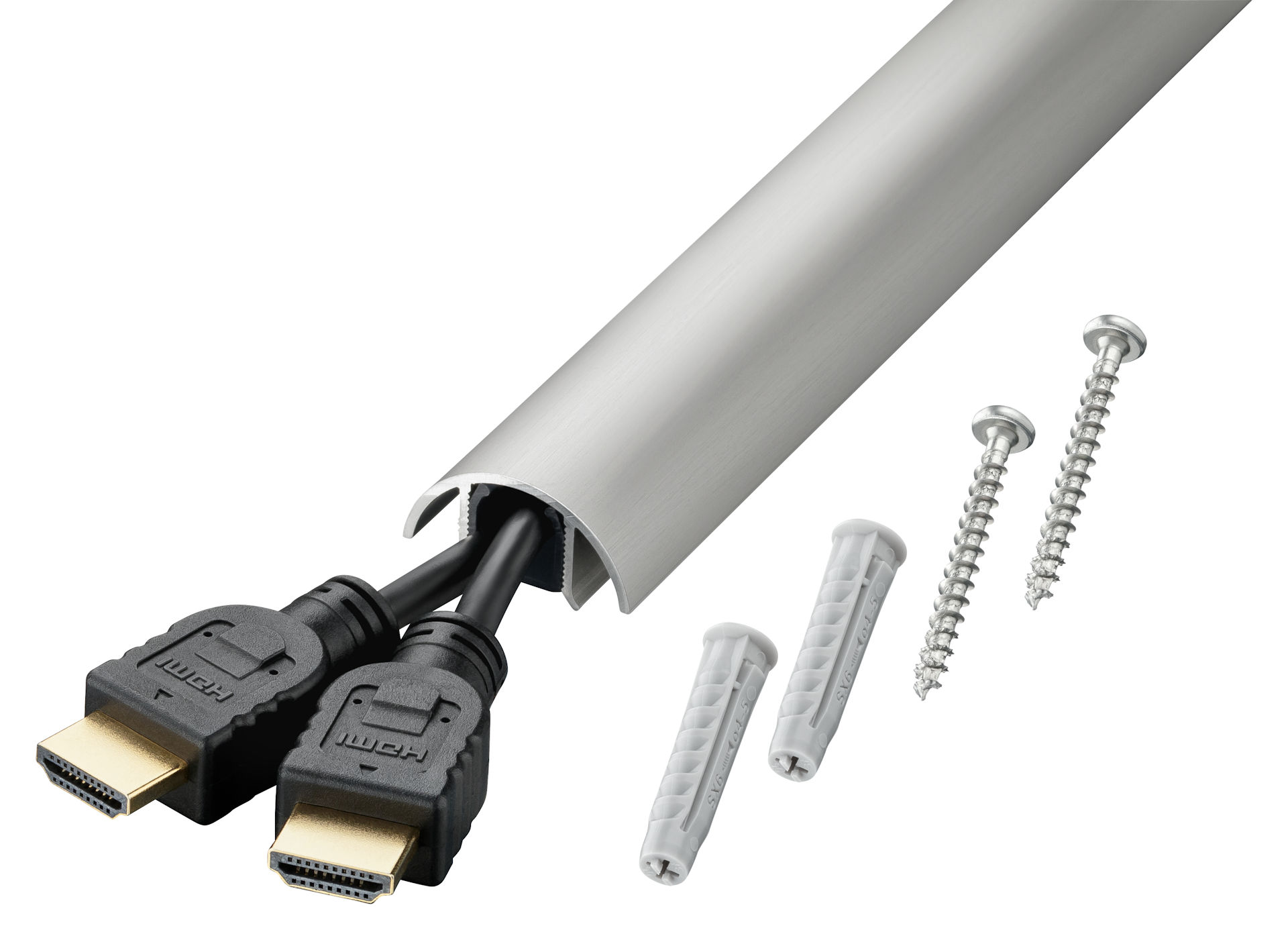 Anwendungsbeispiel für das Verstecken von bis zu 3 Kabeln im Mini 30mm Kabelkanal von Alunovo