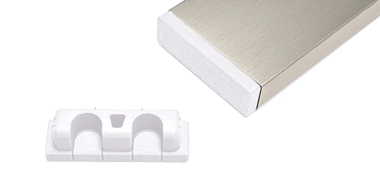 Anwendungsbeispiel für die Endkappe 50mm in weiss passend zum flachen Kabelkanal