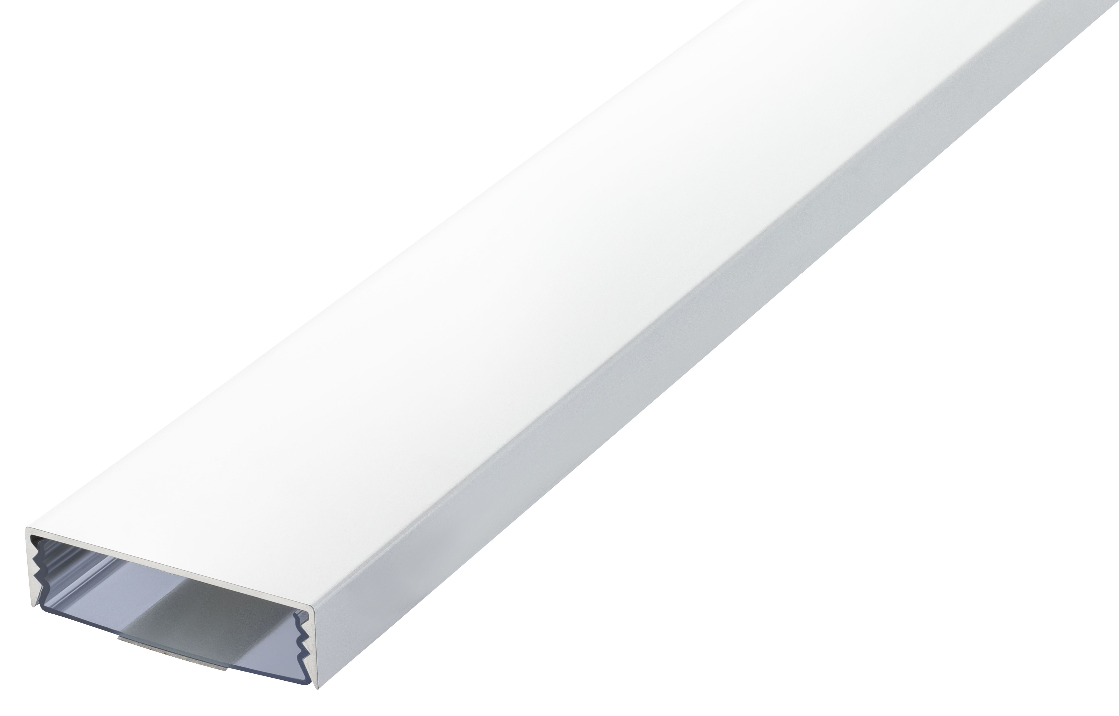 Der flache 50mm Kabelkanal in Weiss matt RAL9003 lackiert