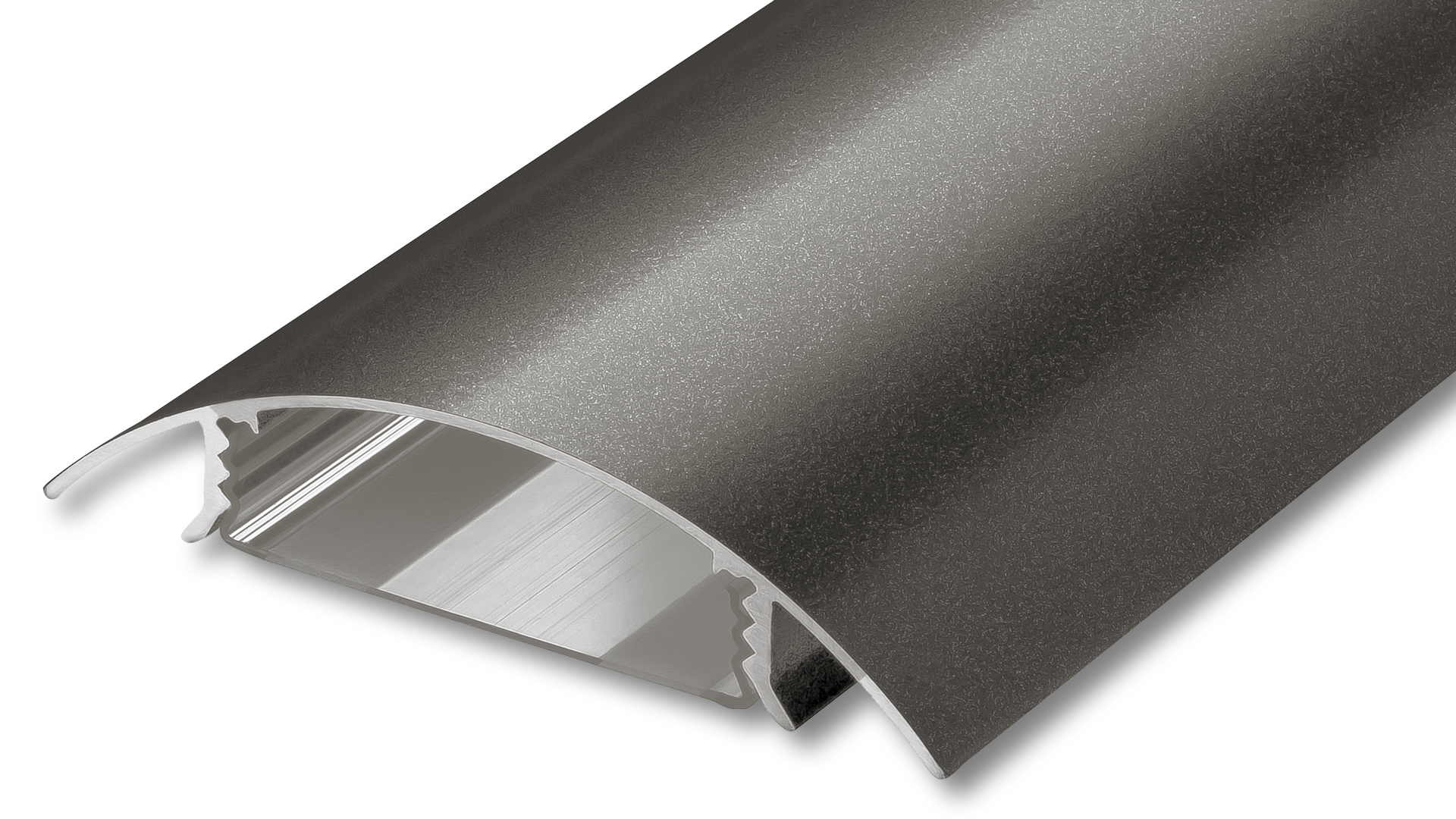 Der TV80 Kabelkanal aus Aluminium in Titanium seidenmatt metallic lackiert