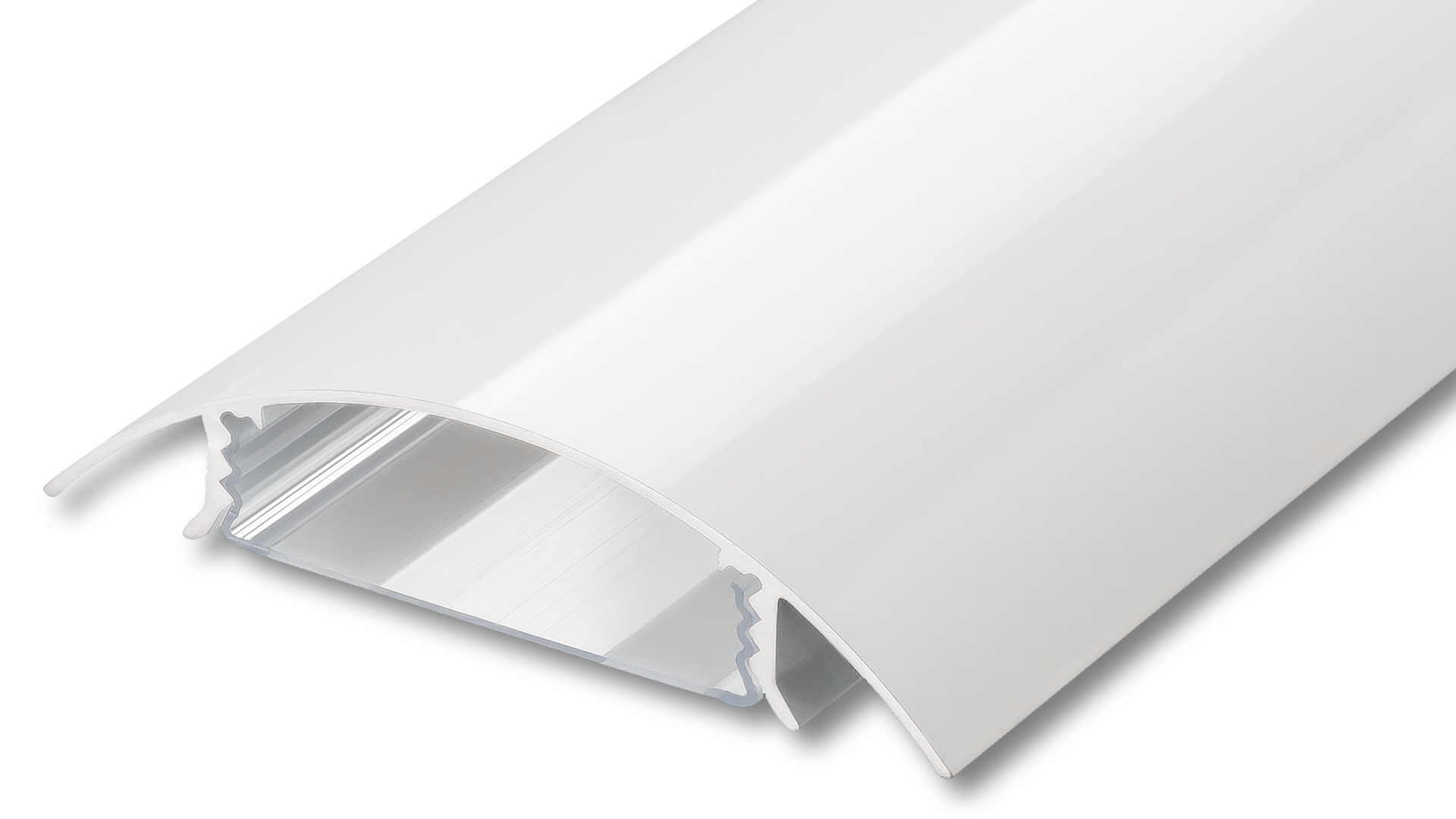 Der TV80 Kabelkanal aus Aluminium in Weiss glänzend RAL9003 lackiert