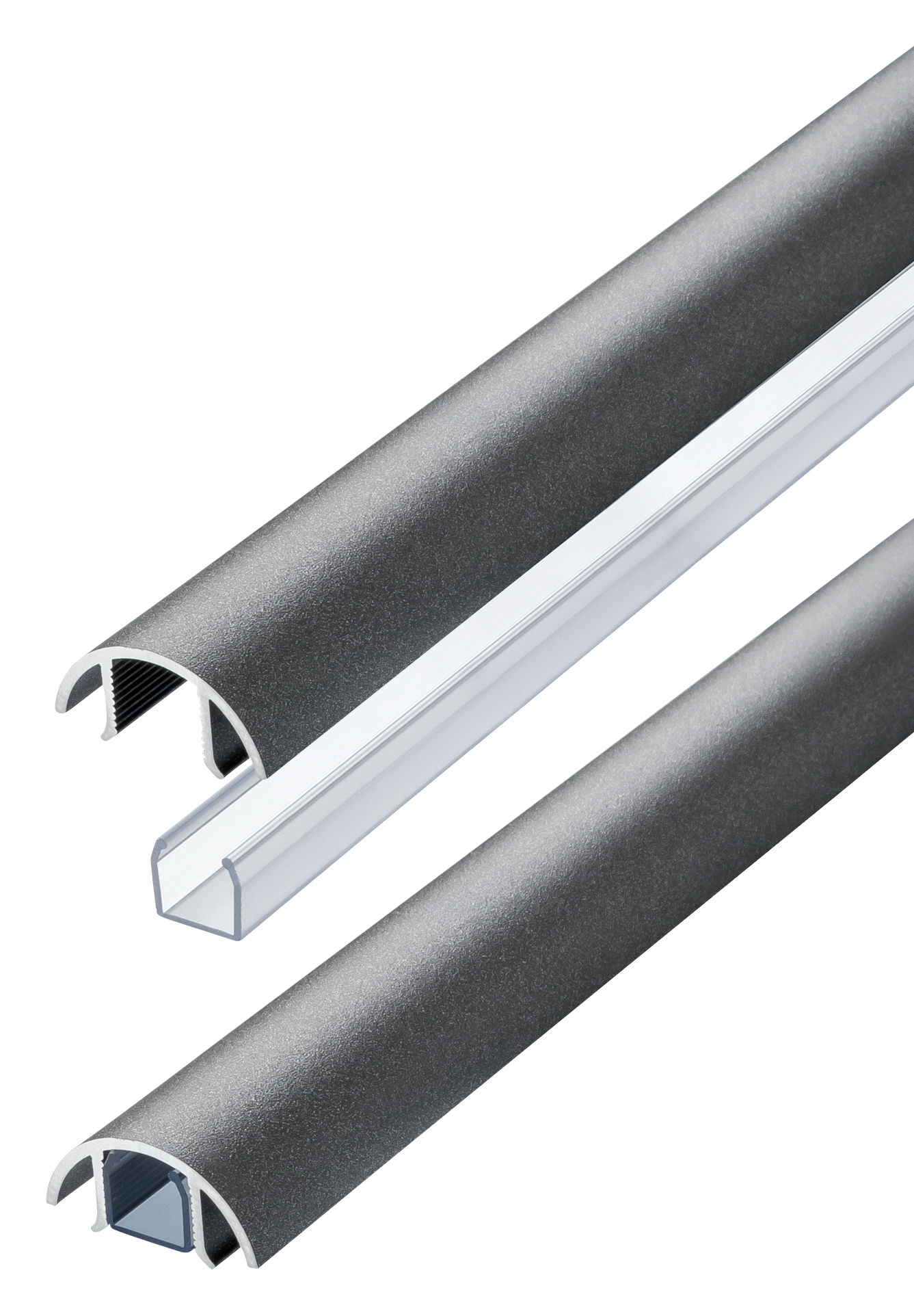 Der Mini 30mm Kabelkanal in Gusseisen Feinstruktur lackiert und der transparente Kabelschacht